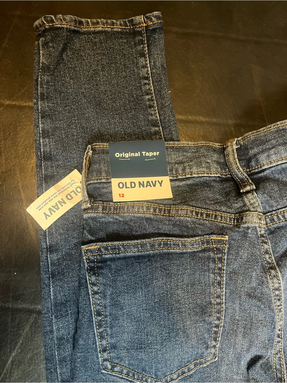 Boys Old Navy Dark Blue Taper Fit Jeans Size 12 NWT